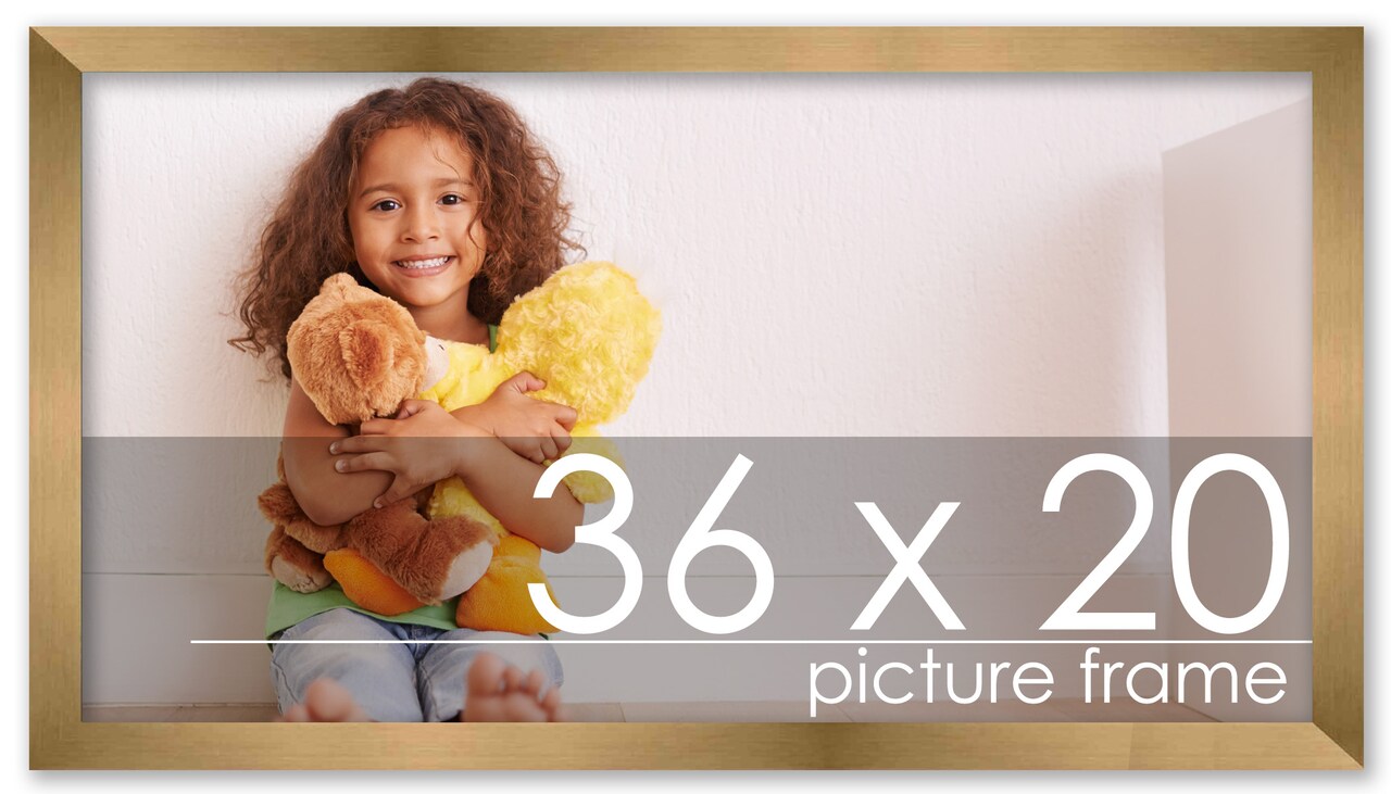 36x20 Solid Wood Picture Frame with UV-Resistant Acrylic & Acid-Free Backing, Available in 6 Finishes: Matte Black, Matte White, Metallic Bronze, Silver, Natural Wood Grain & Mahogany
